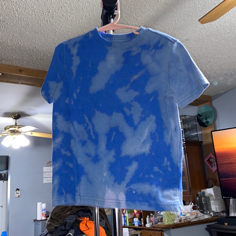 Blue bleach, tie-dye T-shirt